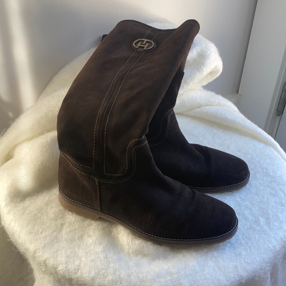 Tommy Hilfiger Knee High Brown Suede Boots - Picture 1 of 7